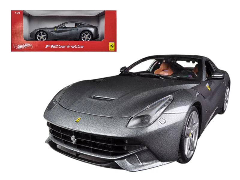Hotwheels Ferrari F12 Berlinetta Grey 1/18 Diecast Car Model by Hot Wheels 1