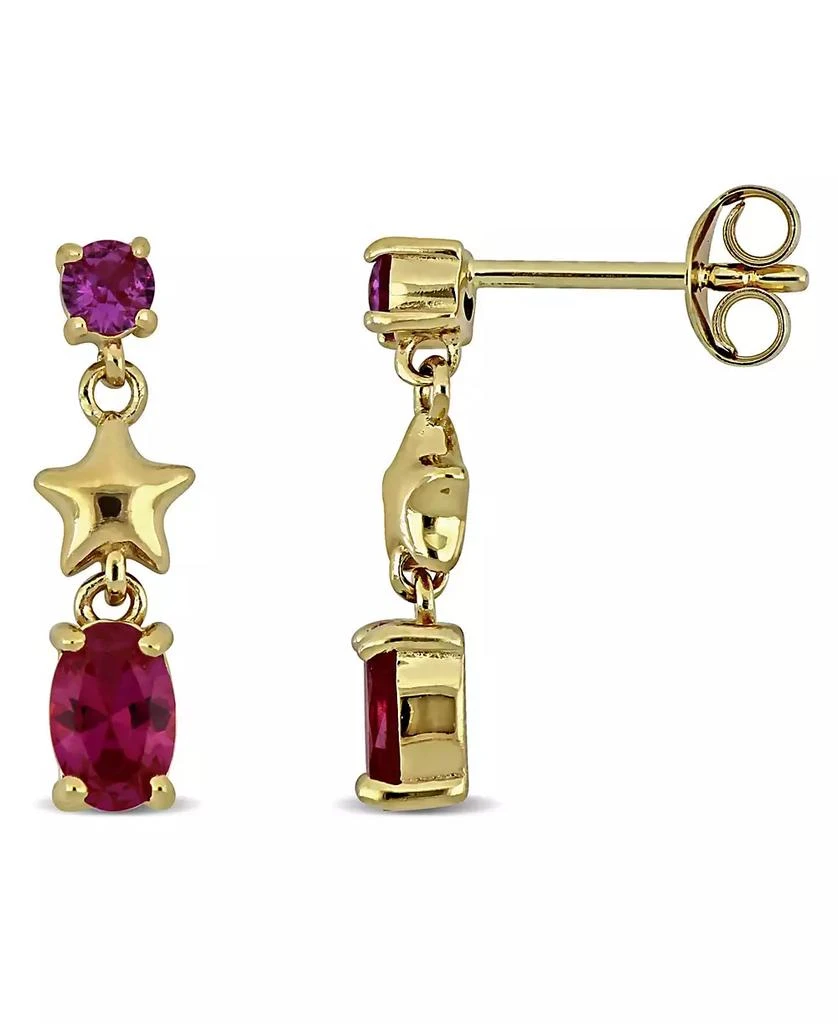 Macy
s Ruby (1 ct. t.w.) and Pink Sapphire (1/4 ct. t.w.) Star Drop Earrings in 18k Gold Flash Plated Sterling Silver
