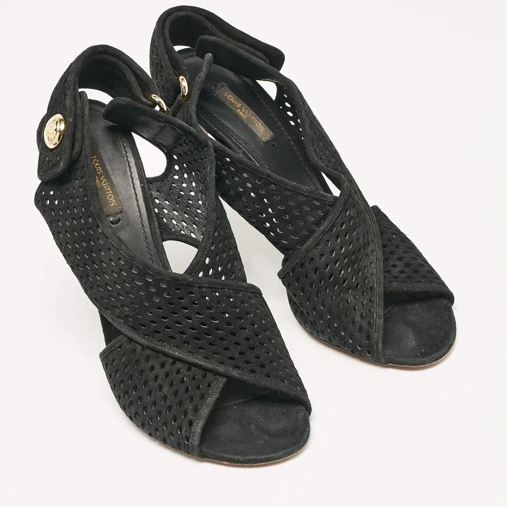 Louis Vuitton Louis Vuitton Black Suede Open Toe Slingback Sandals Size 41 4