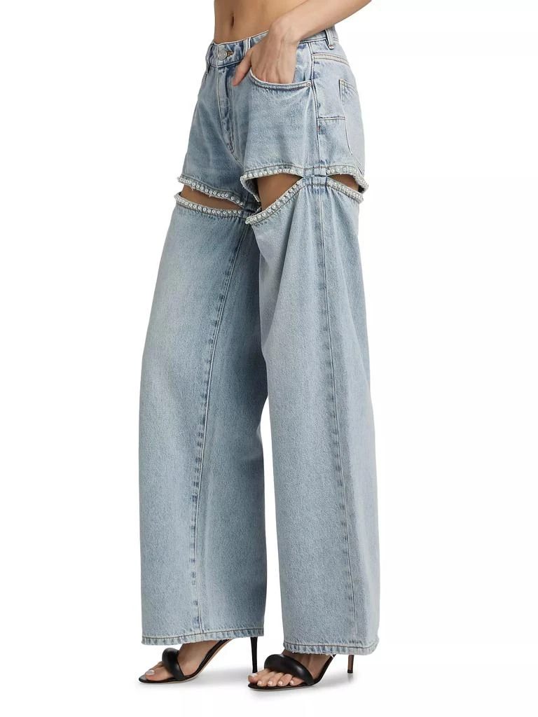 Purple Brand Baggy Pearl-Embellished Cut-Out Jeans 4