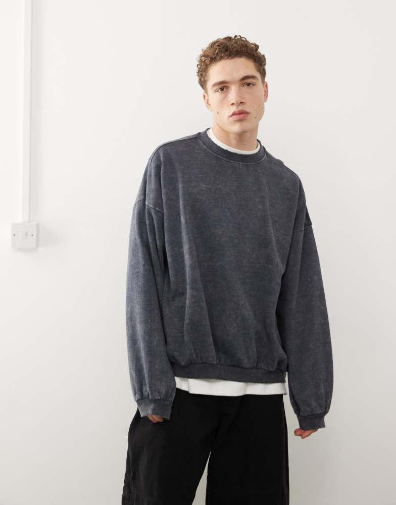 Weekday Weekday Leon oversized sweatshirt in black acid wash