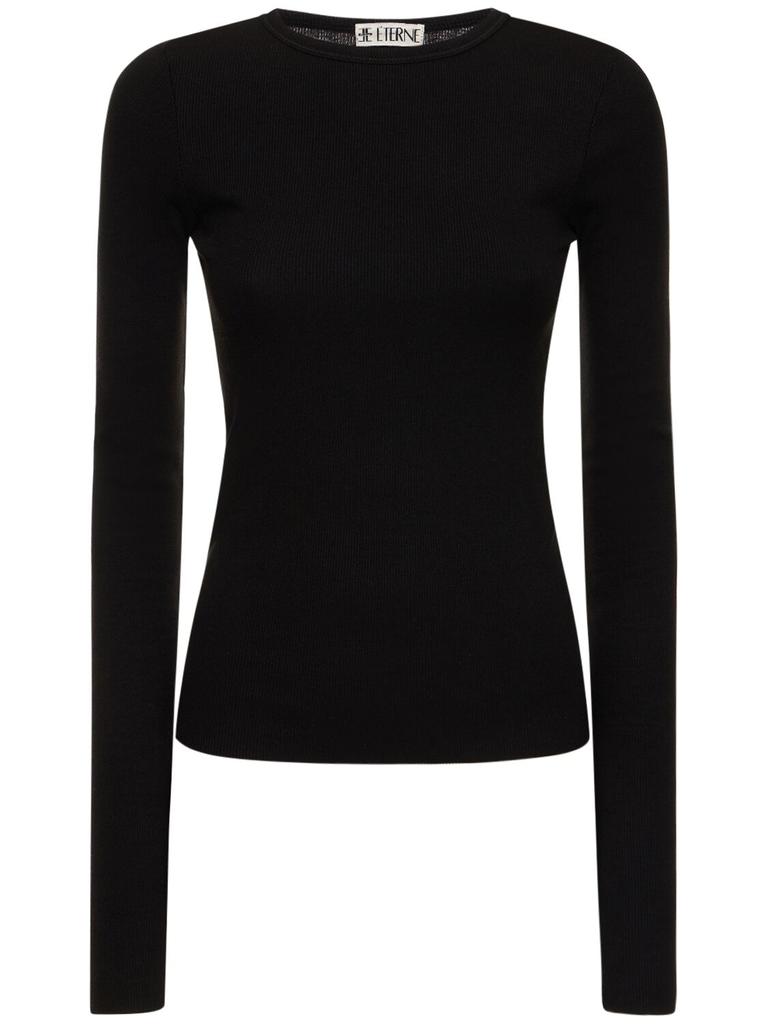 ÉTERNE Long Sleeve Fitted Cotton T-shirt