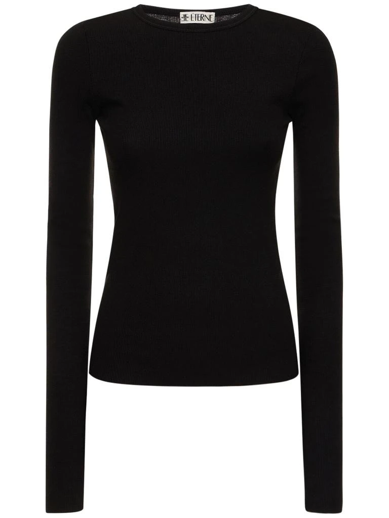 ÉTERNE Long Sleeve Fitted Cotton T-shirt 1