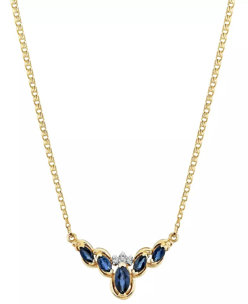 Macy
s Marquise Shape Sapphire Pendant with Chain (7/8 ct. t.w.) in 14k Yellow Gold
