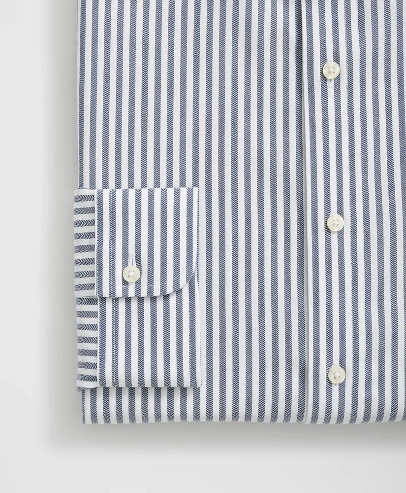 Brooks Brothers Stretch Supima® Cotton Non-Iron English Spread Collar, Striped Dress Shirt 4