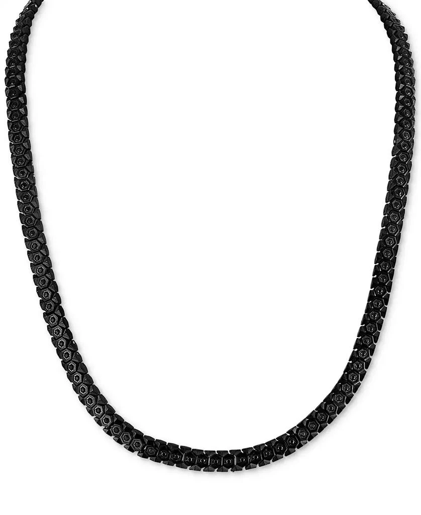 Esquire Men's Jewelry Cubic Zirconia Honeycomb Link 24" Necklace in Black IP Stainless Steel, Exclusively at Macy's 1