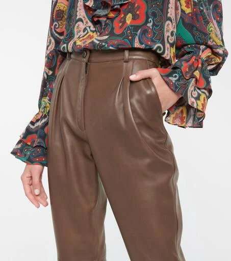 ETRO High-rise tapered leather pants 4