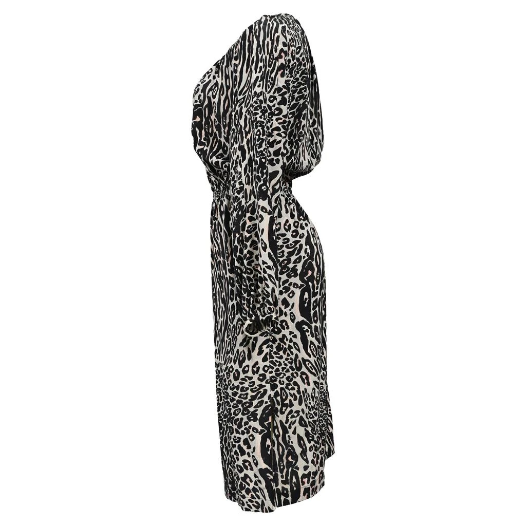 Altuzarra Animal Print Midi Long Sleeve Dress in Multicolor Viscose 2