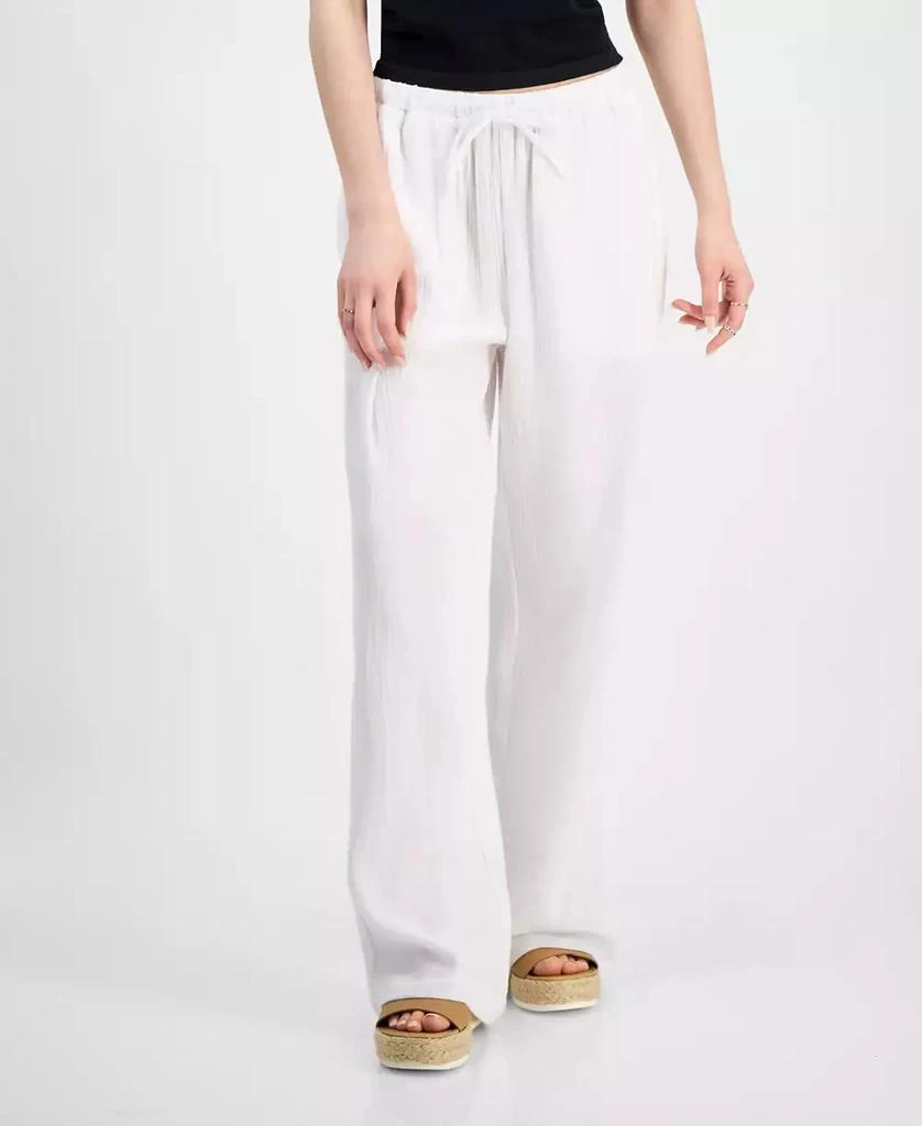 Indigo Rein Juniors' High-Rise Wide-Leg Cotton Gauze Pants 3