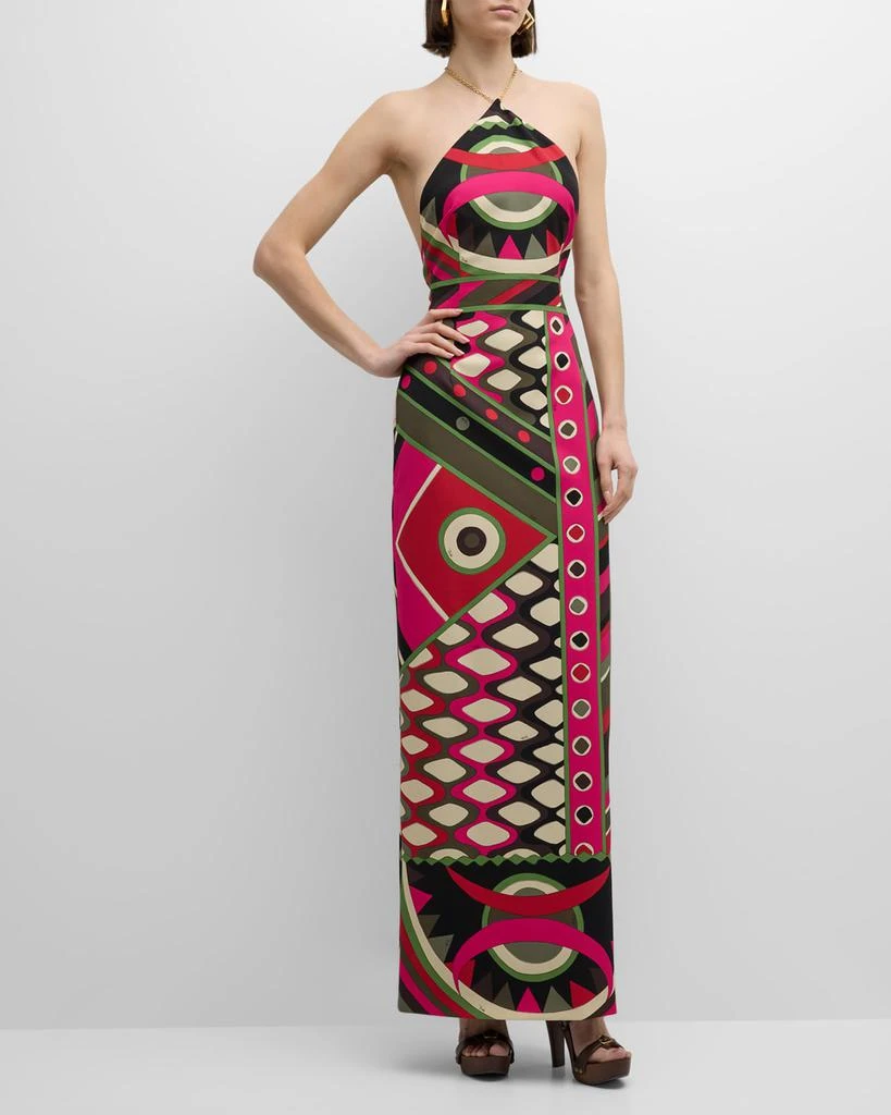 EMILIO PUCCI Foulard-Print Silk Backless Halter Maxi Dress 2