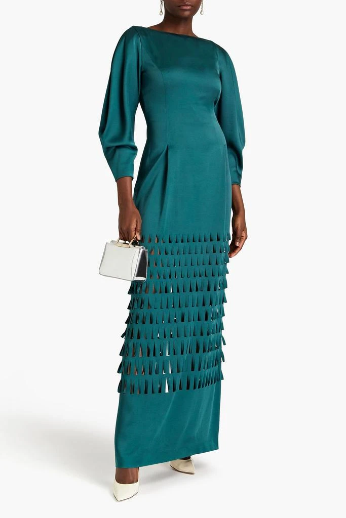 ALBERTA FERRETTI Laser-cut satin-crepe gown 2