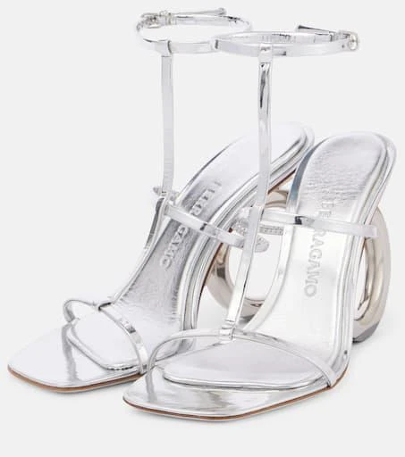 Salvatore Ferragamo Elina 105 metallic leather sandals 5