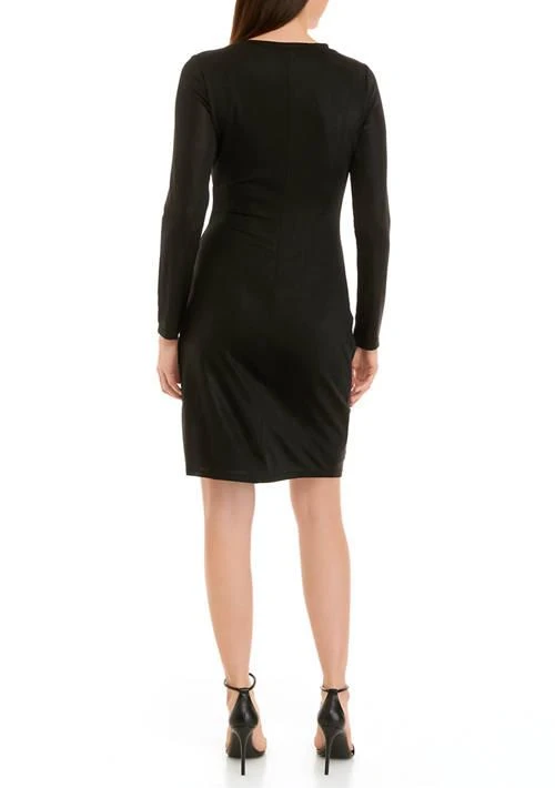 Ralph Lauren Ralph Lauren Long Sleeve Side Ruched Solid Foil Jersey Sheath Dress 2