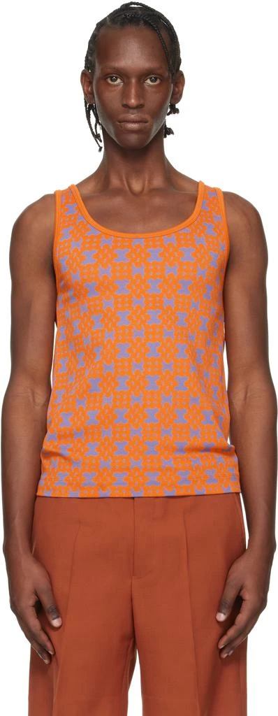 Dries Van Noten Orange 
Purple Jacquard Tank Top