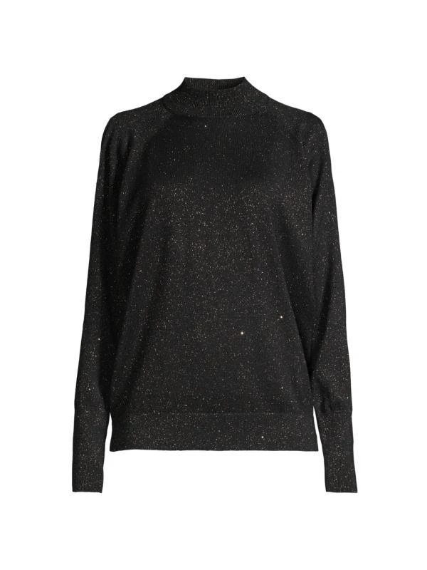 Lafayette 148 New York Metallic Cold Shoulder Sweater 4
