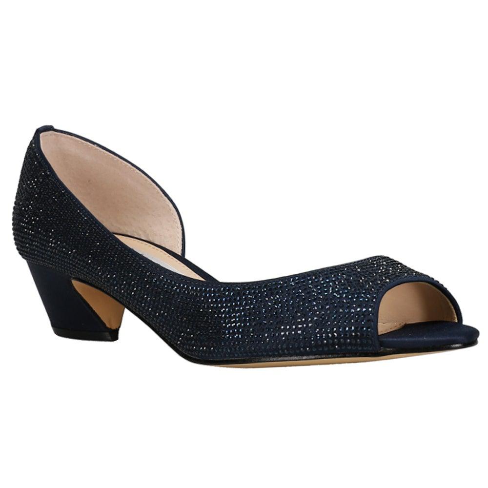 Nina Rossie Rhinestone Peep Toe Wedding Pumps