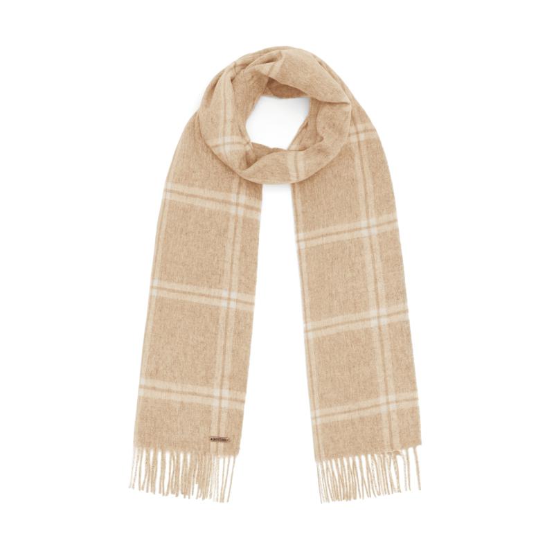 Hortons England Hortons England - 100% Lambswool Checked Scarf - Sand