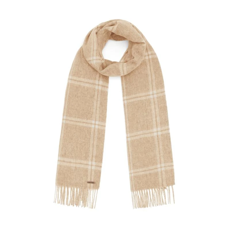 Hortons England Hortons England - 100% Lambswool Checked Scarf - Sand 1