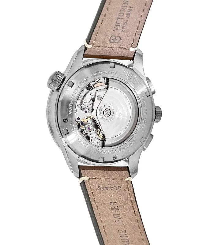 Swiss Army Victorinox Swiss Army Airboss Mach 9 Automatic Chronograph Black Dial Brown Leather Srap Men's Watch 241710 3