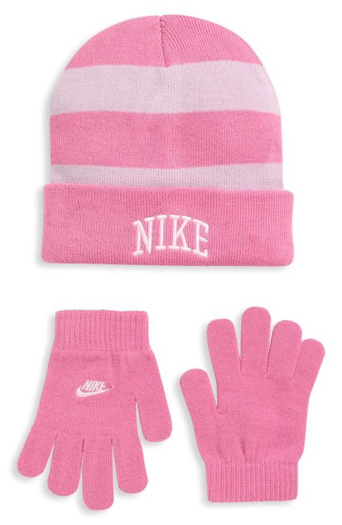 NIKE Kids
 Chunky Stripe Peak Beanie 
Gloves Set