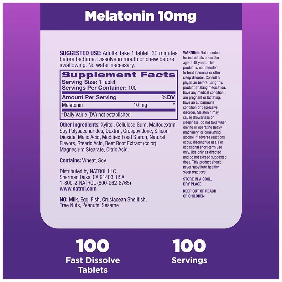 Natrol Melatonin 10 mg Maximum Strength Fast Dissolve Tablets Citrus 6