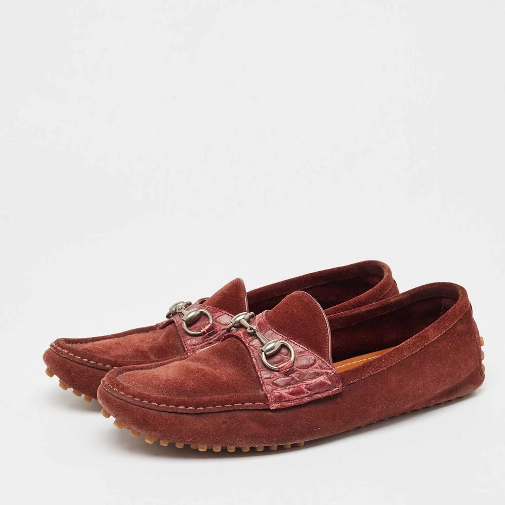 Gucci Gucci Burgundy Suede Slip On Loafers Size 43 2