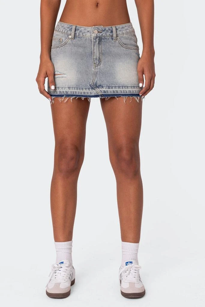 Edikted Priyanka Distressed Denim Mini Skirt 2
