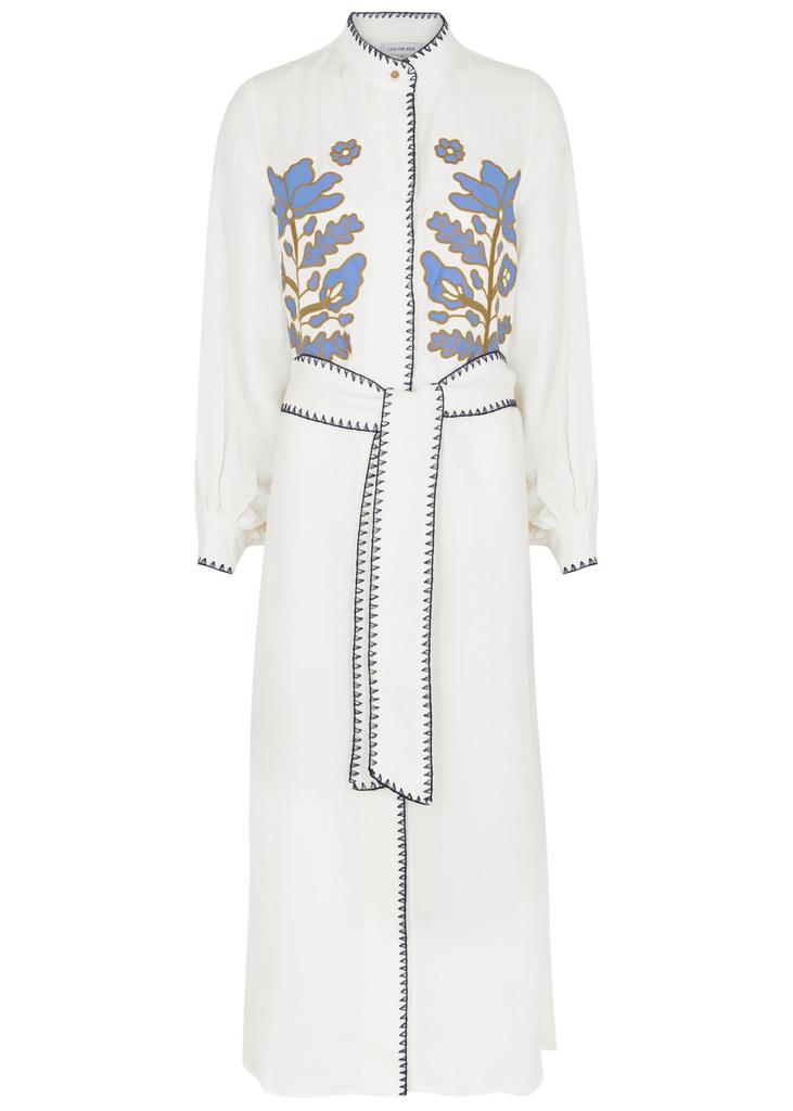 LUG VON SIGA Amira embroidered linen-blend midi dress