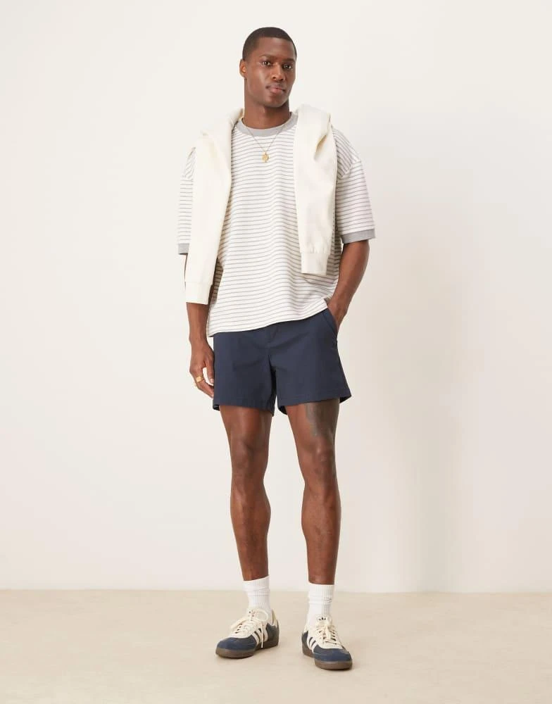 ASOS ASOS DESIGN shorter length skinny chino shorts in navy 1