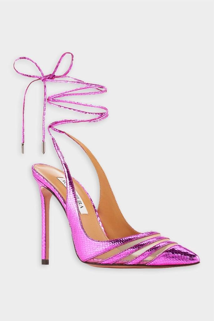 Aquazzura Aquazzura - Unfaithful Metallic Leather Ankle-tie Pumps 105