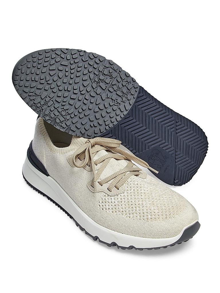 【送料&関税込】Brunello Cucinelli Knit Sneakers Knit runners for Man in Taupe | Brunello Cucinelli