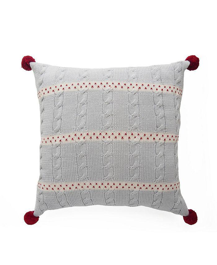 Melange Collection Cable Knit Holiday Throw Pillow, 14" x 14"