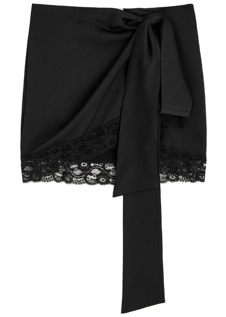 BLUMARINE Bow lace-trimmed satin mini skirt 1