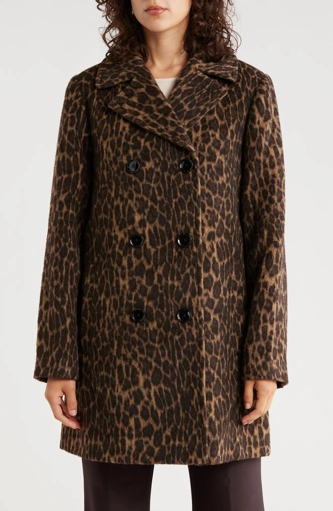 BCBG Missy Leopard Double Breasted Coat