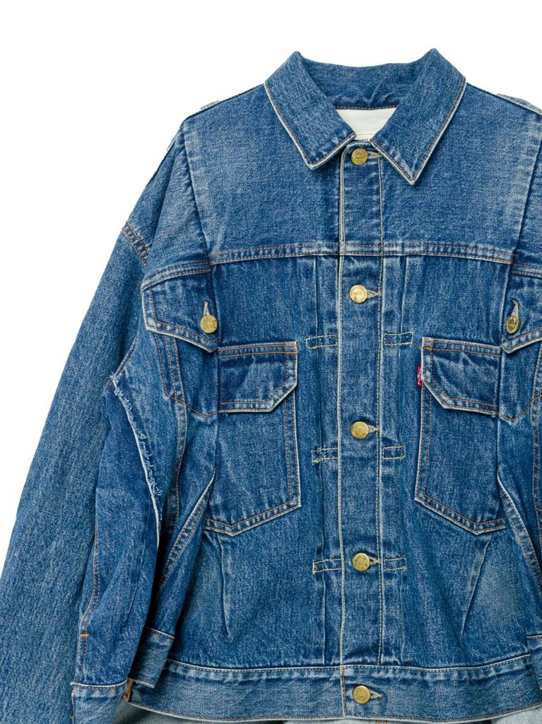 Sacai X Levi's Pleated Detail Denim Jacket – On Sale Now