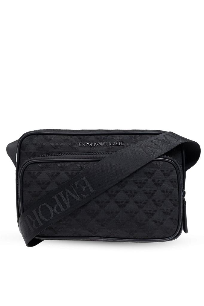 Emporio Armani monogram messenger bag - men - - - Black