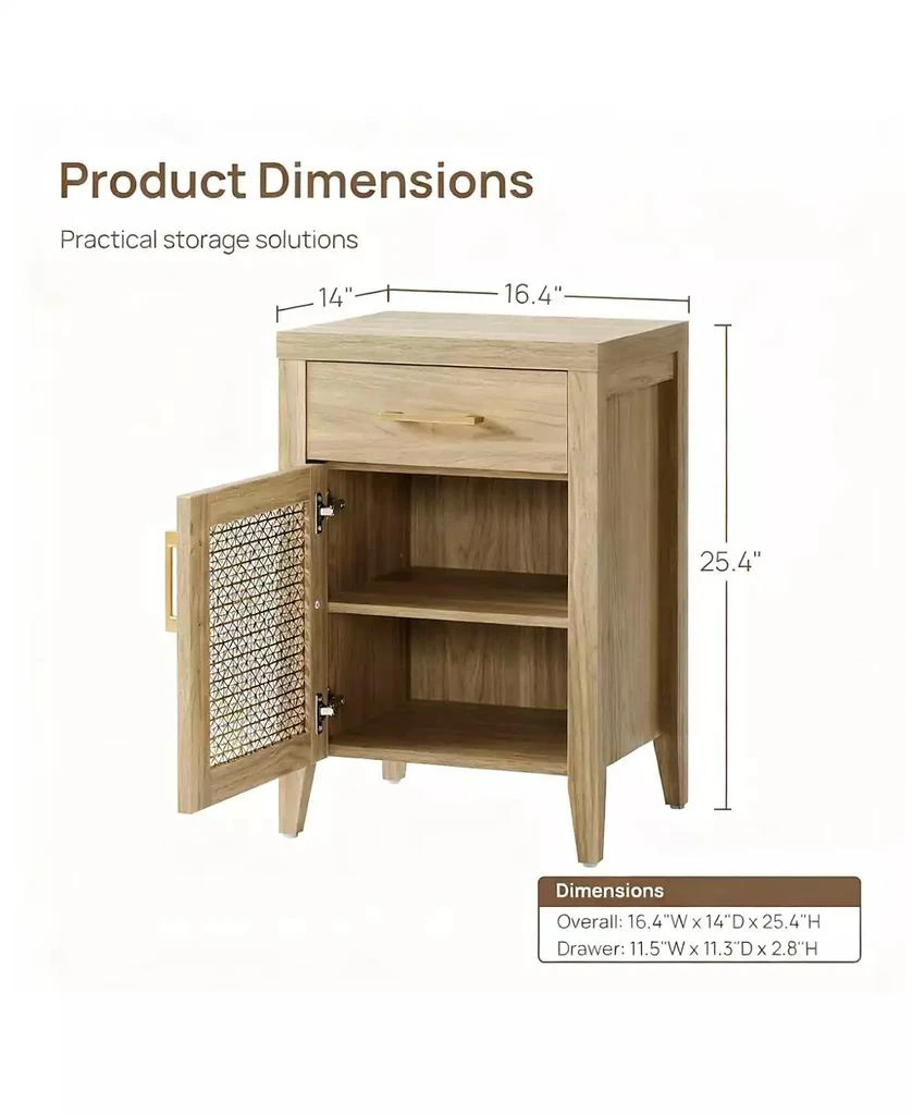 YIGII Mid-Century Modern Nightstand with Espresso Walnut Finish and Storage 2