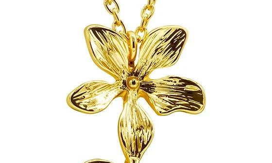 ADORNIA Petal Triple Flower Drop Pendant Necklace 3