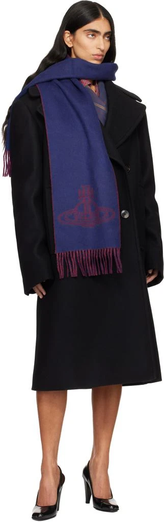 Vivienne Westwood Navy 
Red Single Orb Double Scarf 3