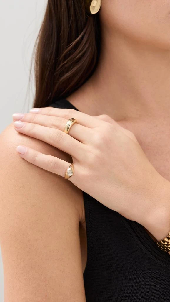 Suzanne Kalan 14k Mixed Diamond Circle Signet Ring 2
