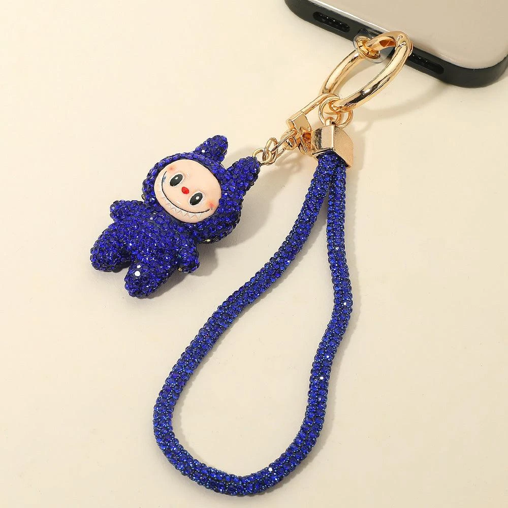 FASHNZFAB Bling Studded Monster Bunny Figure Phone Strap Keychain Bag Charm