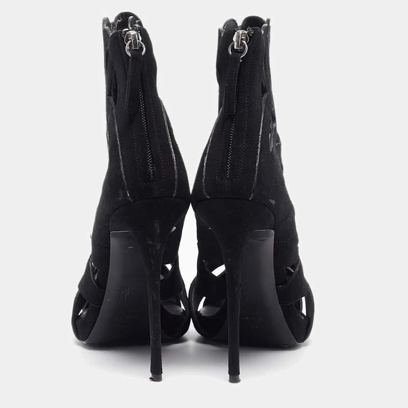 Giuseppe Zanotti Giuseppe Zanotti Black Suede Cut Out Open Toe Booties Size 38 5