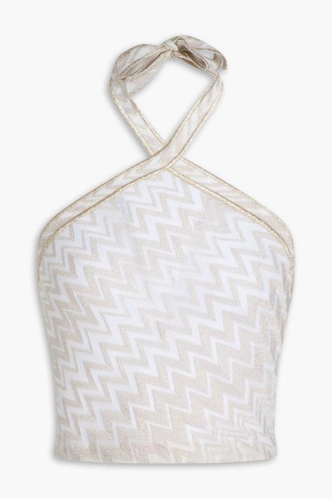 Missoni Cropped metallic crochet-knit halterneck top 1