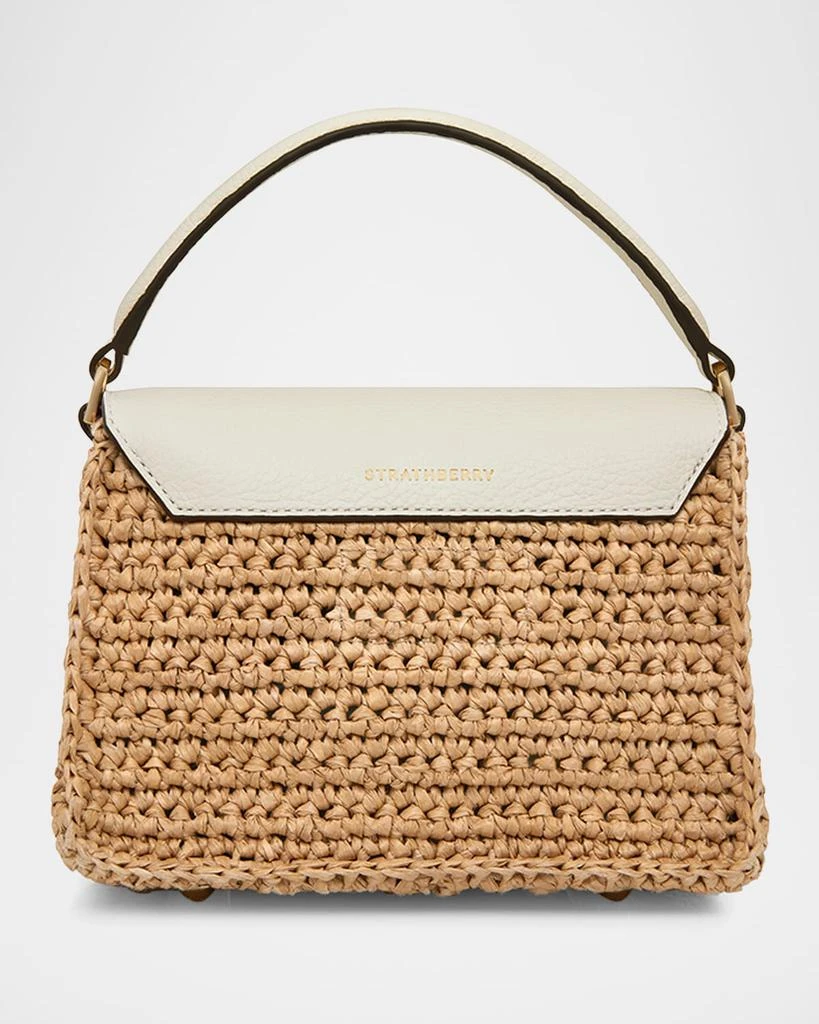Strathberry Mosaic Nano Raffia & Leather Top-Handle Bag 3