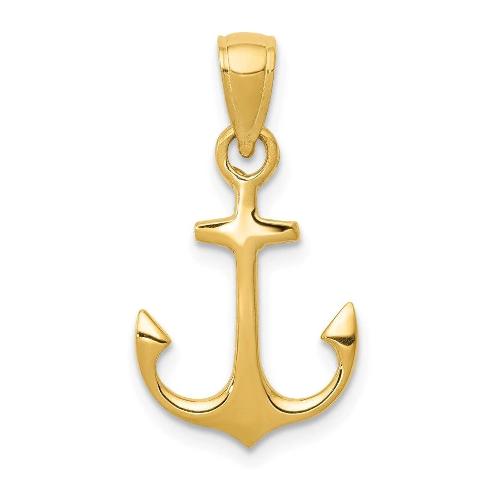 Diamond2Deal 14k Yellow Gold Anchor Pendant