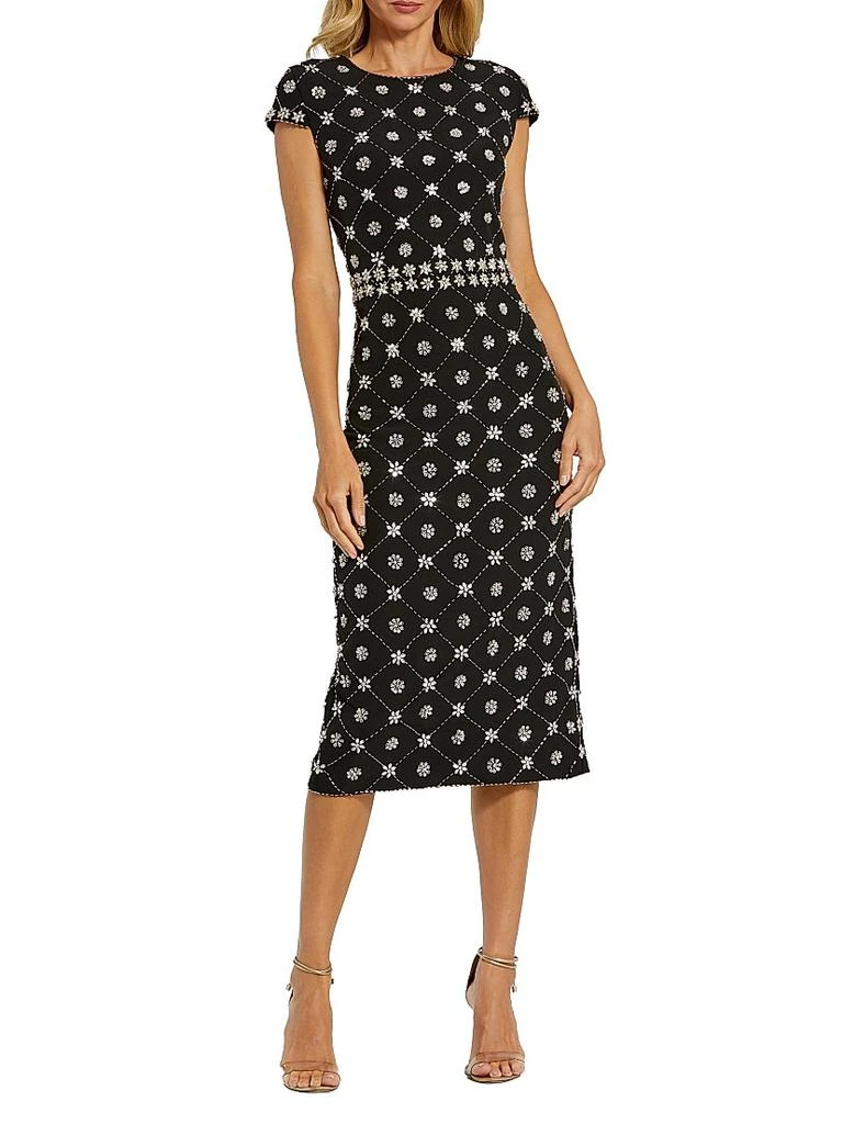 Mac Duggal - Black Hand Embellished High Neck Midi Dress - US 6