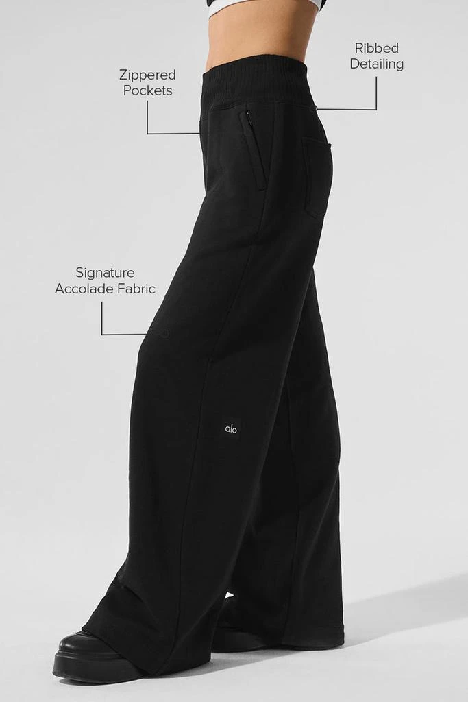 Alo Serenity Wide Leg Sweatpant - Black 3
