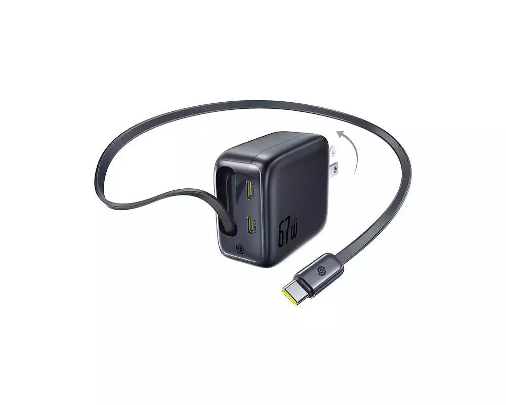 Baseus Enercore with Single Retractable USB-C Cable Charger 67W 2