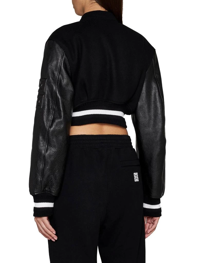 Givenchy GIVENCHY | Wool and leather cropped varsity jacket | Women | 38 4