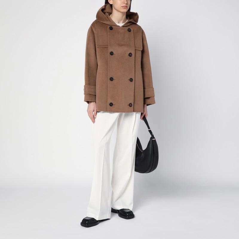 Max Mara Short light brown double-breasted wool coat 3